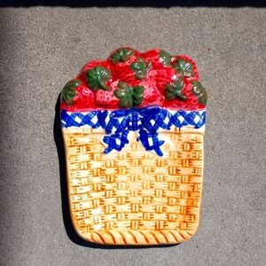 Decorative Ceramic Strawberry Spoon Rest, Strawberry Kitchen Decor, Red, Green